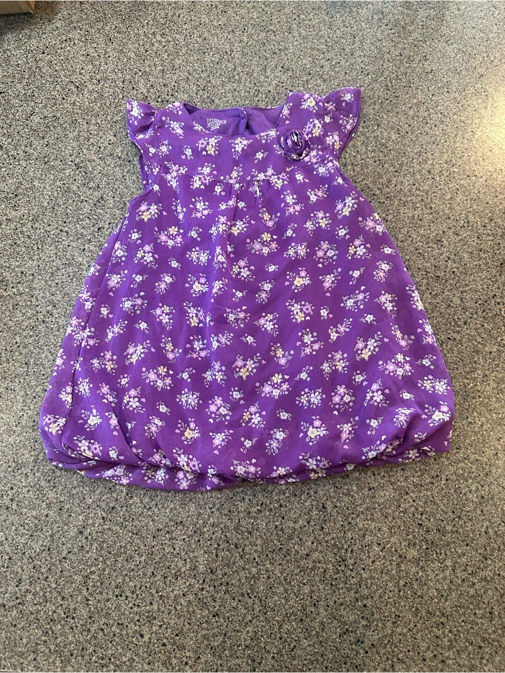 Little Wonders Purple Floral Bubble Dress with Pastel Blooms